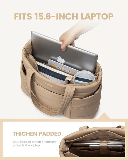 Tote Bag for Women, Large Puffer Work Tote Laptop Bag, Lightweight Travel Tote Bag with Zipper Gifts for Women