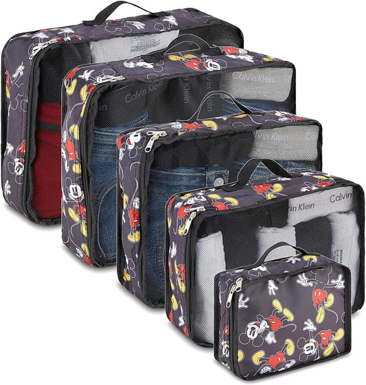 Packing Cubes for Travel – 5 Piece Compression Set, Mickey Minnie Stitch Pooh Luggage Organizer Bags