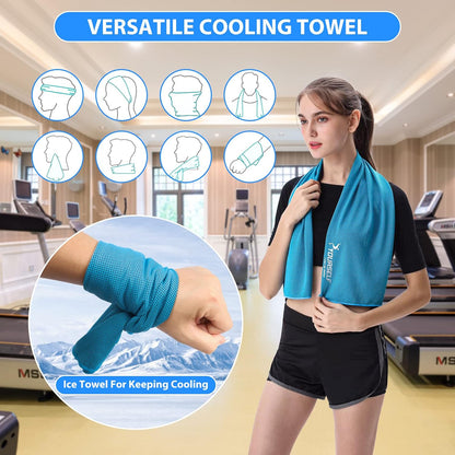 Cooling Towel for Instant Relief Cool Bowling Fitness Yoga Towel-40 x12 Use as Cooling Neck Headband Bandana Scarf,Stay Cool for Travel Camping Golf Football &Outdoor Sport(Dark Blue)