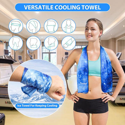 Cooling Towel for Instant Relief Cool Bowling Fitness Yoga Towel-40 x12 Use as Cooling Neck Headband Bandana Scarf,Stay Cool for Travel Camping Golf Football &Outdoor Sport(Dark Blue)
