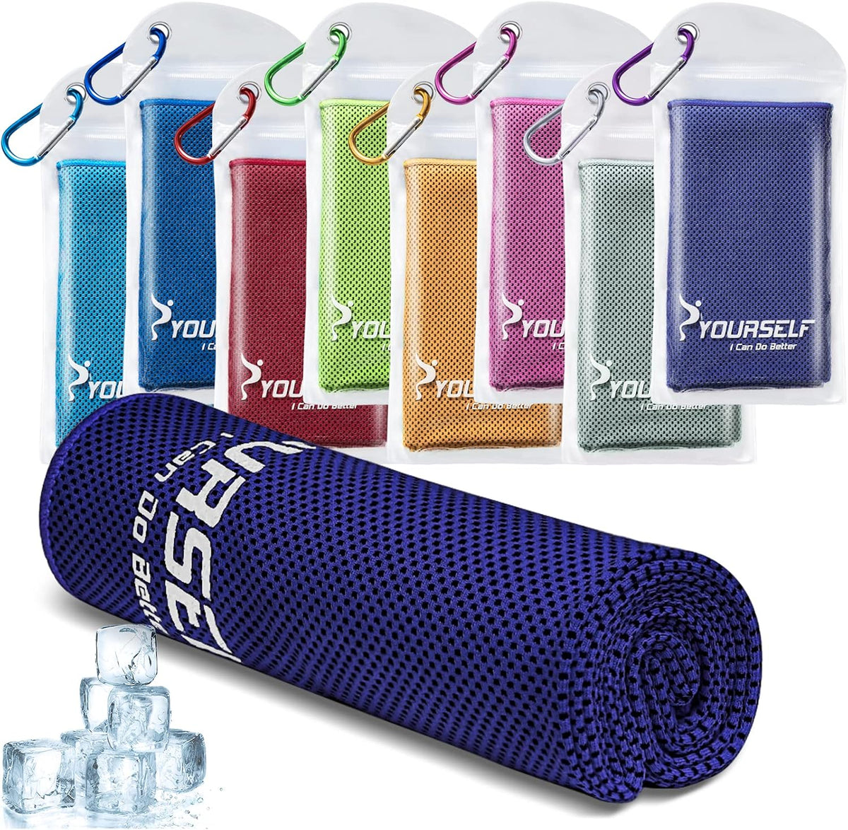 Cooling Towel for Instant Relief Cool Bowling Fitness Yoga Towel-40 x12 Use as Cooling Neck Headband Bandana Scarf,Stay Cool for Travel Camping Golf Football &Outdoor Sport(Dark Blue)