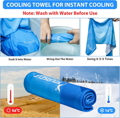 Cooling Towel for Instant Relief Cool Bowling Fitness Yoga Towel-40 x12 Use as Cooling Neck Headband Bandana Scarf,Stay Cool for Travel Camping Golf Football &Outdoor Sport(Dark Blue)