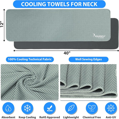 Cooling Towel for Instant Relief Cool Bowling Fitness Yoga Towel-40 x12 Use as Cooling Neck Headband Bandana Scarf,Stay Cool for Travel Camping Golf Football &Outdoor Sport(Dark Blue)