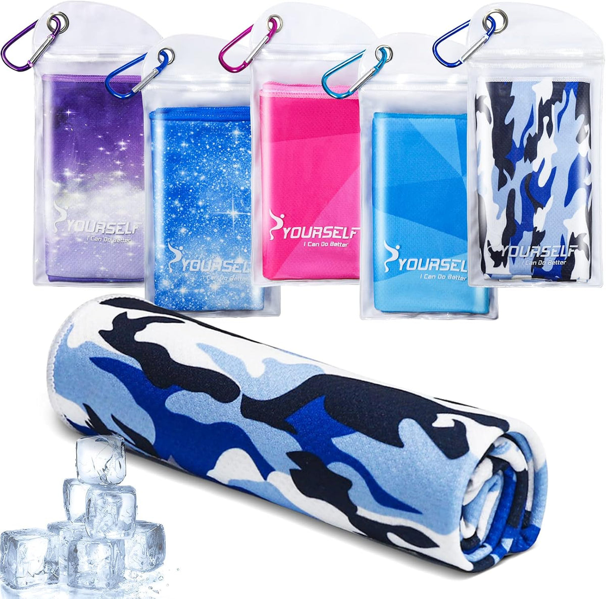 Cooling Towel for Instant Relief Cool Bowling Fitness Yoga Towel-40 x12 Use as Cooling Neck Headband Bandana Scarf,Stay Cool for Travel Camping Golf Football &Outdoor Sport(Dark Blue)