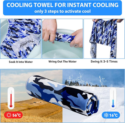 Cooling Towel for Instant Relief Cool Bowling Fitness Yoga Towel-40 x12 Use as Cooling Neck Headband Bandana Scarf,Stay Cool for Travel Camping Golf Football &Outdoor Sport(Dark Blue)