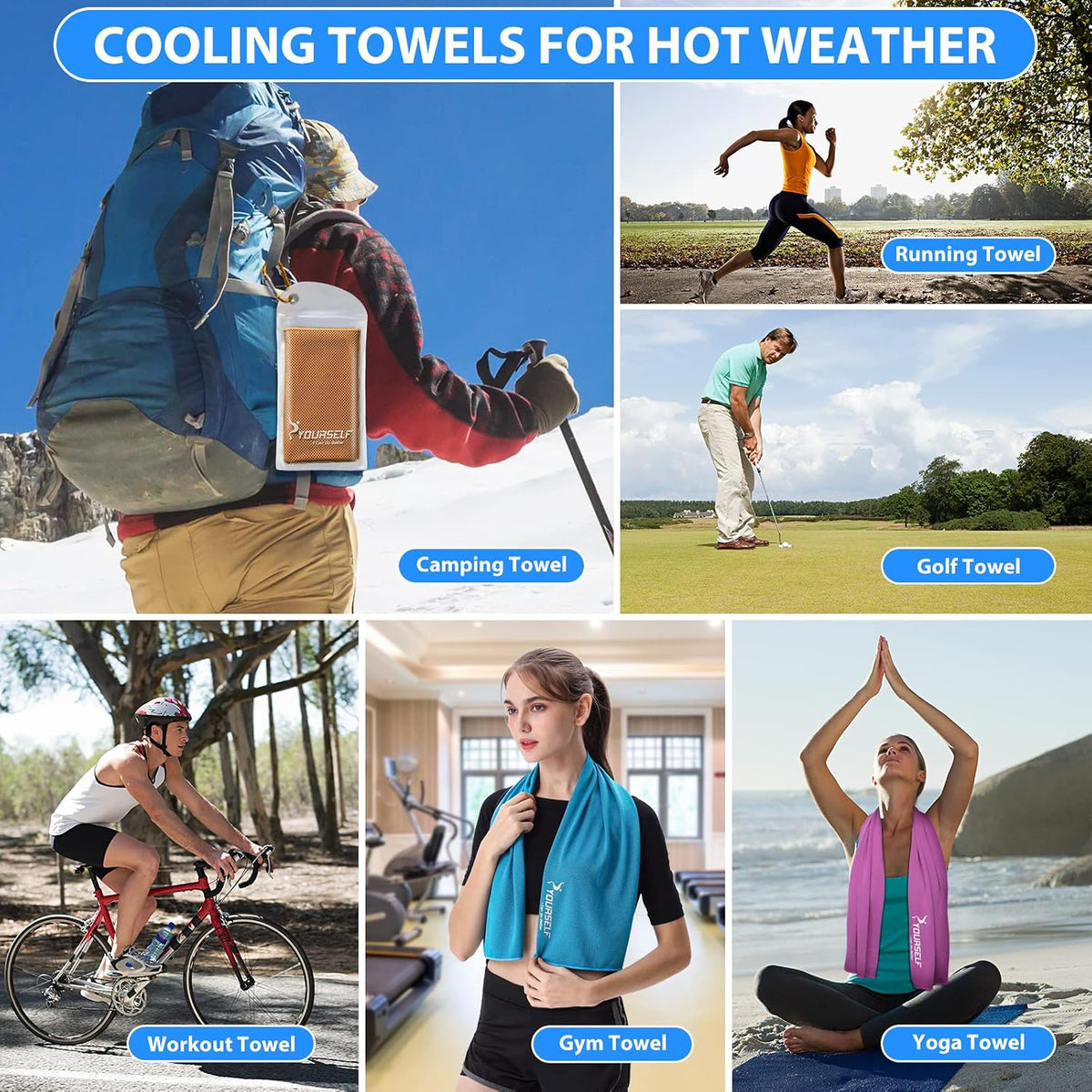 Cooling Towel for Instant Relief Cool Bowling Fitness Yoga Towel-40 x12 Use as Cooling Neck Headband Bandana Scarf,Stay Cool for Travel Camping Golf Football &Outdoor Sport(Dark Blue)