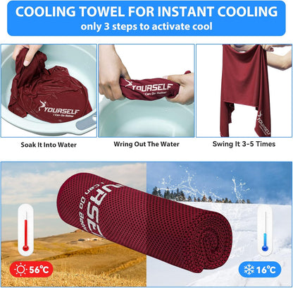 Cooling Towel for Instant Relief Cool Bowling Fitness Yoga Towel-40 x12 Use as Cooling Neck Headband Bandana Scarf,Stay Cool for Travel Camping Golf Football &Outdoor Sport(Dark Blue)