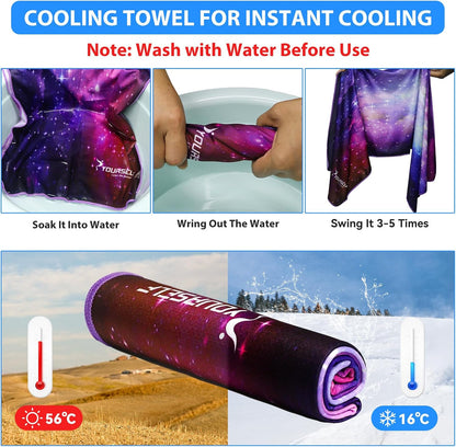 Cooling Towel for Instant Relief Cool Bowling Fitness Yoga Towel-40 x12 Use as Cooling Neck Headband Bandana Scarf,Stay Cool for Travel Camping Golf Football &Outdoor Sport(Dark Blue)