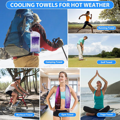 Cooling Towel for Instant Relief Cool Bowling Fitness Yoga Towel-40 x12 Use as Cooling Neck Headband Bandana Scarf,Stay Cool for Travel Camping Golf Football &Outdoor Sport(Dark Blue)