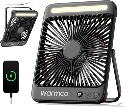 Warmco D4 Battery Powered Camping Fan 20000mAh, LED Lantern