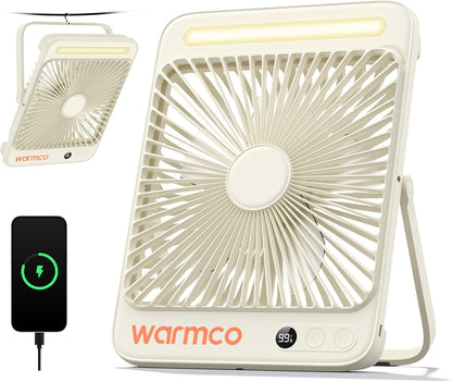 Warmco D4 Battery Powered Camping Fan 20000mAh, LED Lantern
