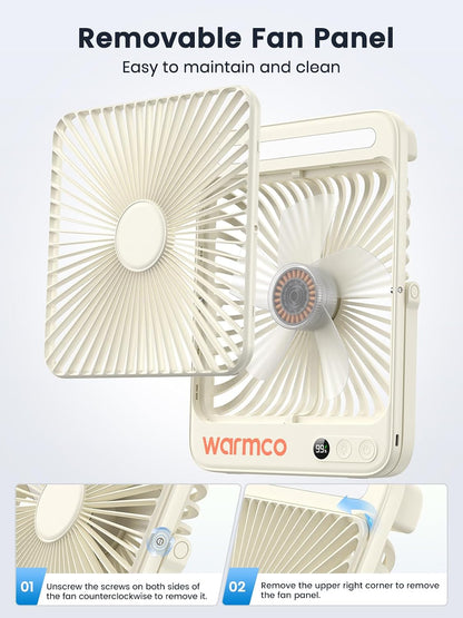 Warmco D4 Battery Powered Camping Fan 20000mAh, LED Lantern