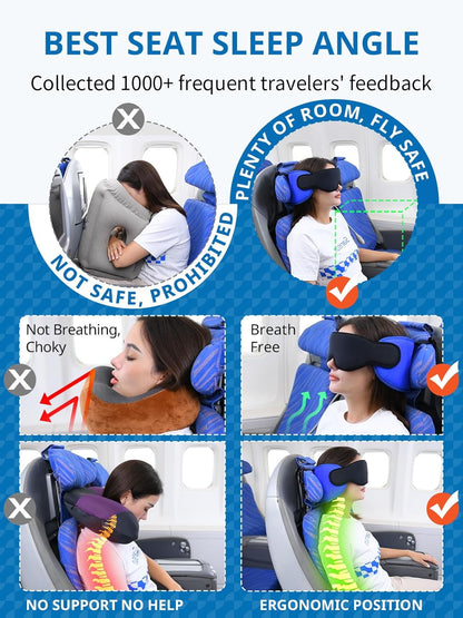 Travel Pillows for Airplanes, 360° Stable Support for Sleep, 2pcs