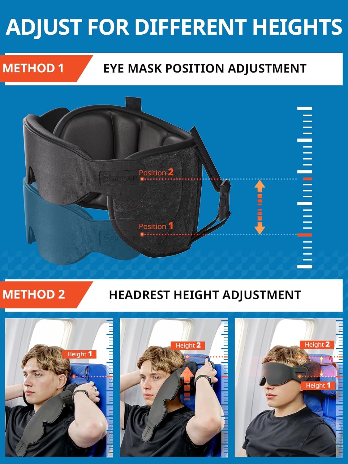 Travel Pillows for Airplanes, 360° Stable Support for Sleep, 2pcs