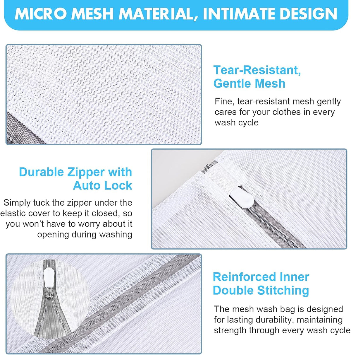 Mesh Laundry Bags for Delicates, 3 Pack Laundry Bags Mesh Wash Bags in 3 Sizes(1 Large, 1 Medium, 1 Small), Durable and Gentle Lingerie Bags for Washing Delicates, Garment Bag for Washing Machine