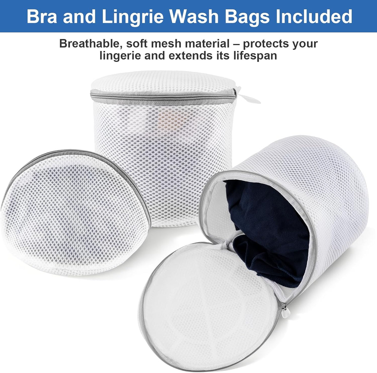 Mesh Laundry Bags for Delicates, 3 Pack Laundry Bags Mesh Wash Bags in 3 Sizes(1 Large, 1 Medium, 1 Small), Durable and Gentle Lingerie Bags for Washing Delicates, Garment Bag for Washing Machine