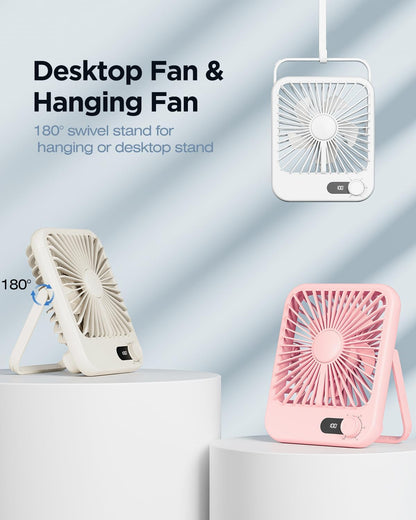 2 Pack Portable Travel Fan 5000mAh, 20H Battery Life