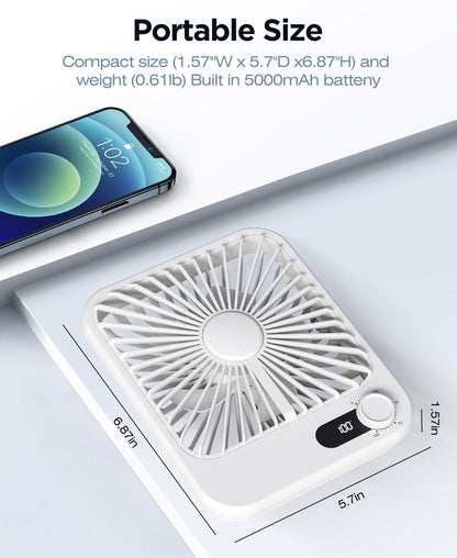2 Pack Portable Travel Fan 5000mAh, 20H Battery Life