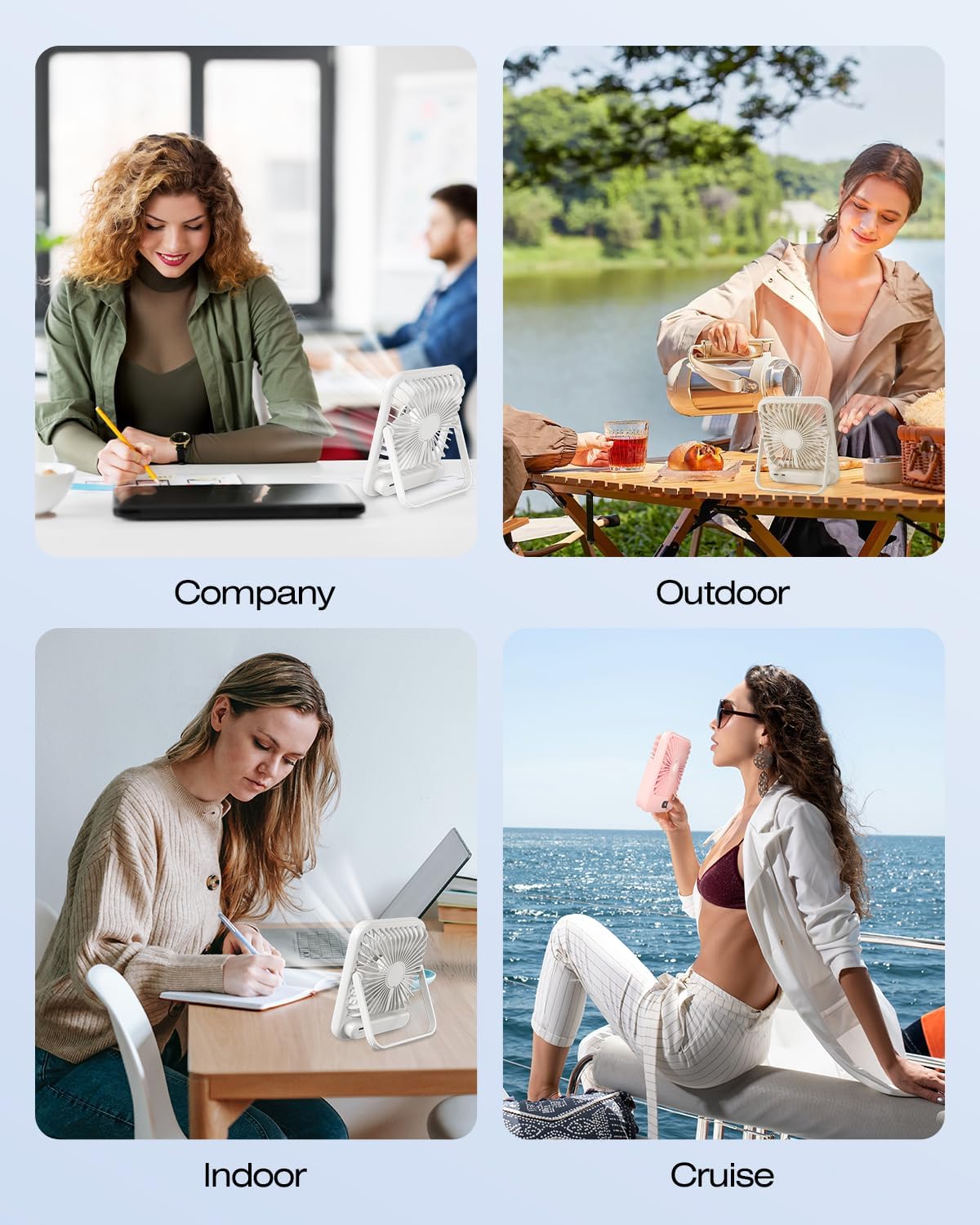 2 Pack Portable Travel Fan 5000mAh, 20H Battery Life