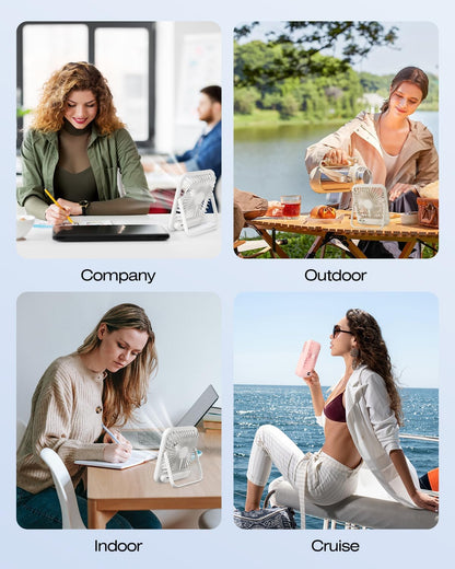 2 Pack Portable Travel Fan 5000mAh, 20H Battery Life