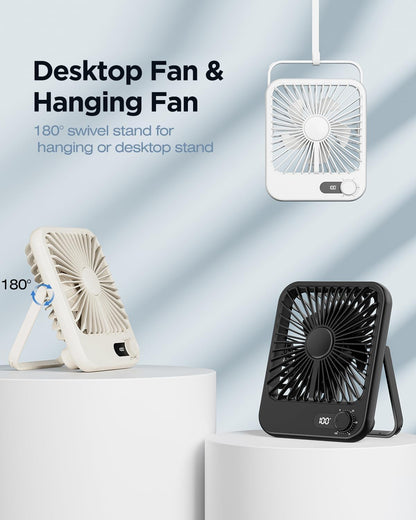 2 Pack Portable Travel Fan 5000mAh, 20H Battery Life