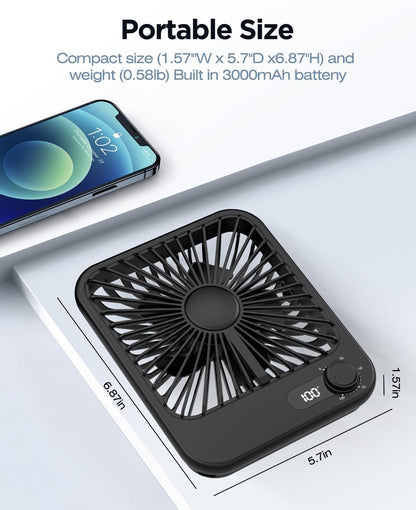 2 Pack Portable Travel Fan 5000mAh, 20H Battery Life