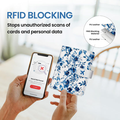 Passport Holder for Travel, RFID Blocking Wallet with Magnetic Closure