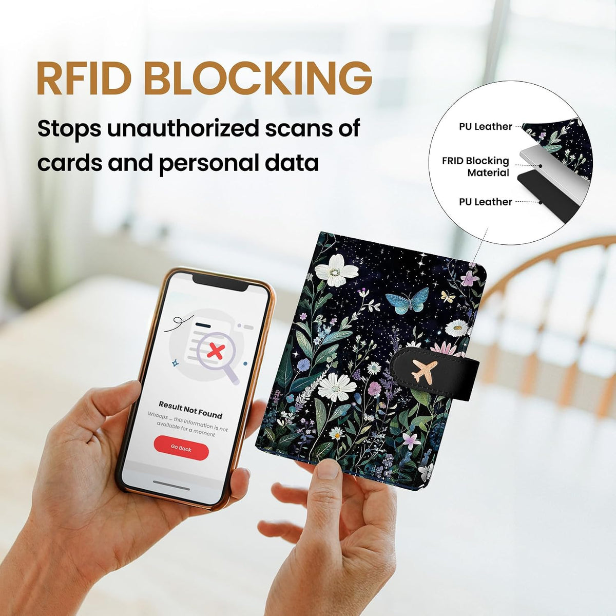 Passport Holder for Travel, RFID Blocking Wallet with Magnetic Closure