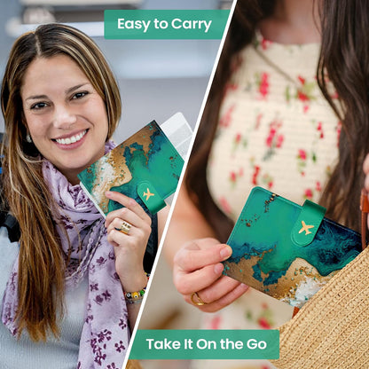Passport Holder for Travel, RFID Blocking Wallet with Magnetic Closure
