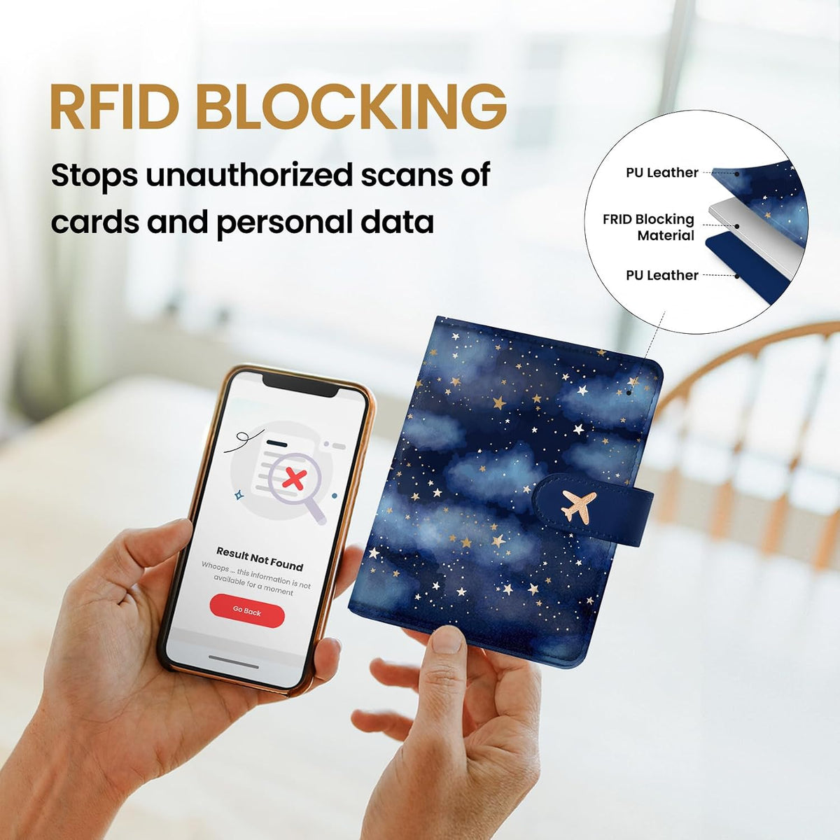 Passport Holder for Travel, RFID Blocking Wallet with Magnetic Closure