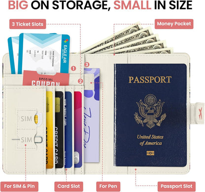 Passport Holder for Travel, RFID Blocking Wallet with Magnetic Closure