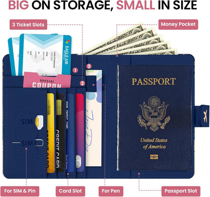 Passport Holder for Travel, RFID Blocking Wallet with Magnetic Closure