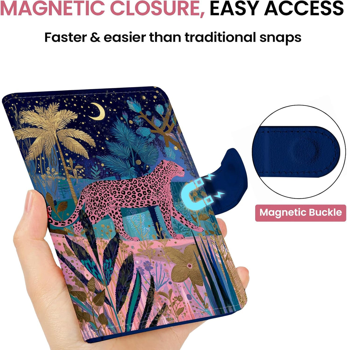 Passport Holder for Travel, RFID Blocking Wallet with Magnetic Closure