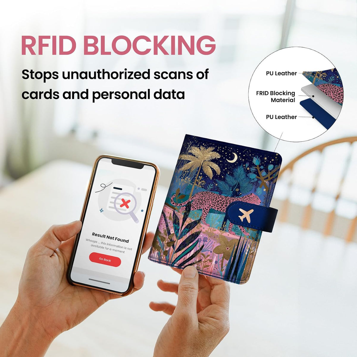 Passport Holder for Travel, RFID Blocking Wallet with Magnetic Closure