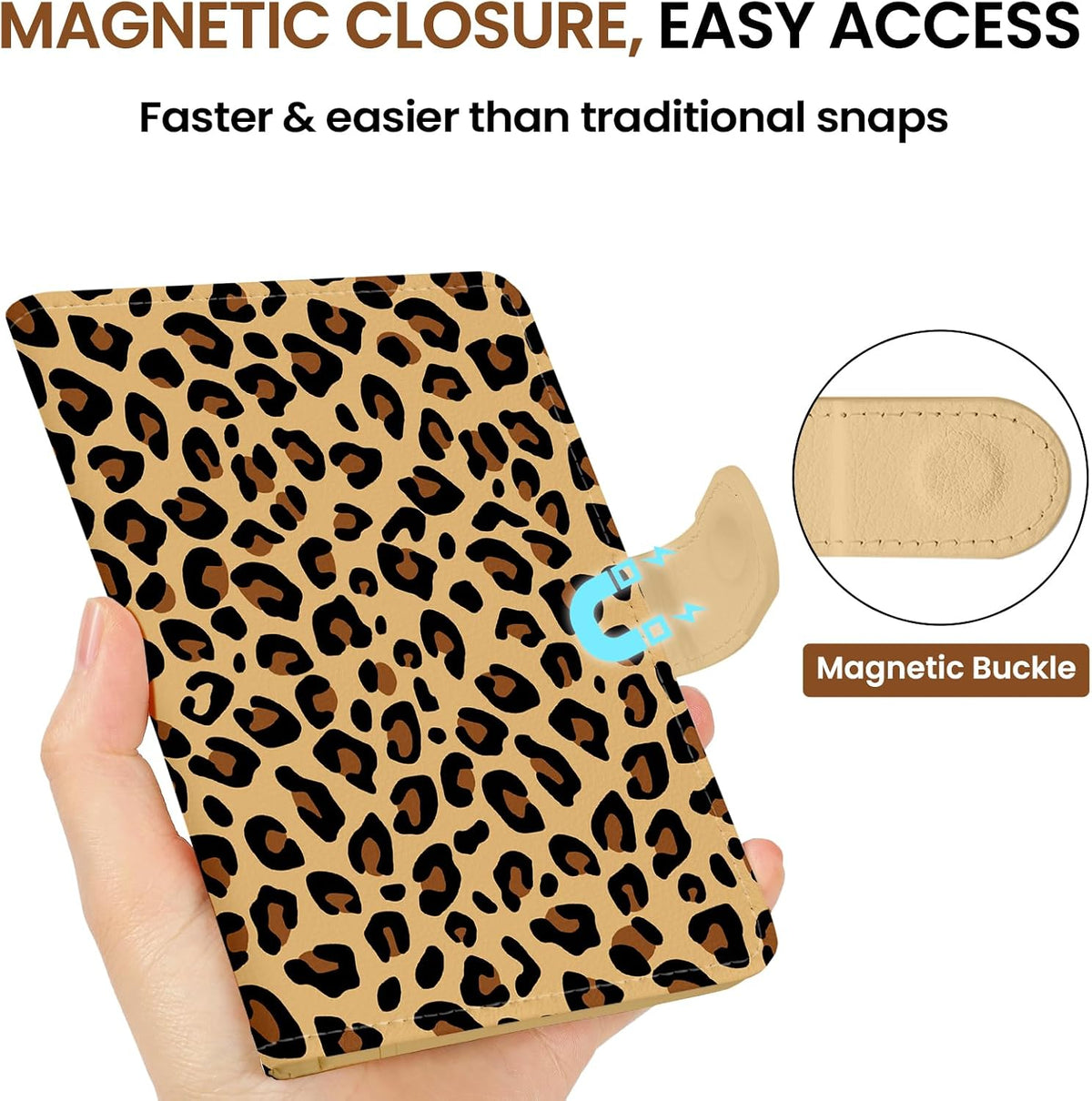 Passport Holder for Travel, RFID Blocking Wallet with Magnetic Closure