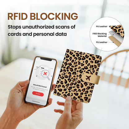 Passport Holder for Travel, RFID Blocking Wallet with Magnetic Closure