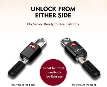 SURE LOCK Mini TSA Approved Keyed Luggage Lock – One Key Opens All, Fits Tight Zipper Gaps & Small Pull Holes, Compact Travel Lock for Suitcases, Backpacks & Handbags