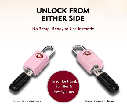 SURE LOCK Mini TSA Approved Keyed Luggage Lock – One Key Opens All, Fits Tight Zipper Gaps & Small Pull Holes, Compact Travel Lock for Suitcases, Backpacks & Handbags
