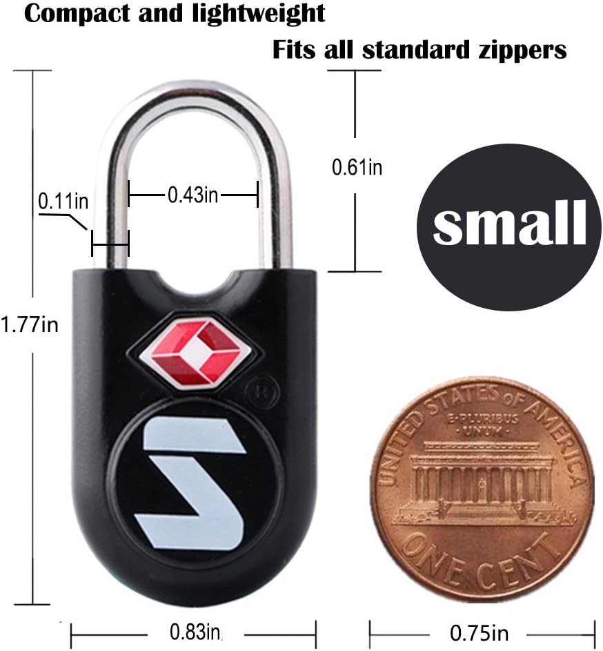 SURE LOCK Mini TSA Approved Keyed Luggage Lock – One Key Opens All, Fits Tight Zipper Gaps & Small Pull Holes, Compact Travel Lock for Suitcases, Backpacks & Handbags