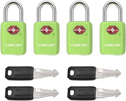 SURE LOCK Mini TSA Approved Keyed Luggage Lock – One Key Opens All, Fits Tight Zipper Gaps & Small Pull Holes, Compact Travel Lock for Suitcases, Backpacks & Handbags