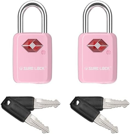 SURE LOCK Mini TSA Approved Keyed Luggage Lock – One Key Opens All, Fits Tight Zipper Gaps & Small Pull Holes, Compact Travel Lock for Suitcases, Backpacks & Handbags