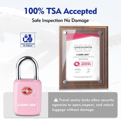 SURE LOCK Mini TSA Approved Keyed Luggage Lock – One Key Opens All, Fits Tight Zipper Gaps & Small Pull Holes, Compact Travel Lock for Suitcases, Backpacks & Handbags