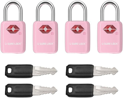 SURE LOCK Mini TSA Approved Keyed Luggage Lock – One Key Opens All, Fits Tight Zipper Gaps & Small Pull Holes, Compact Travel Lock for Suitcases, Backpacks & Handbags