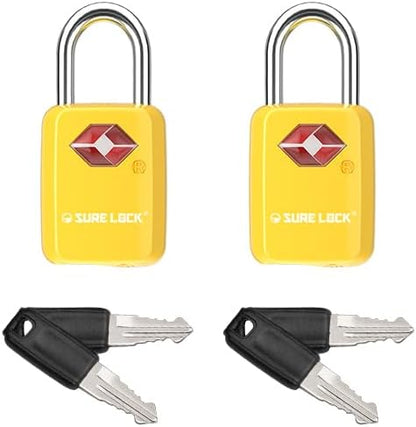 SURE LOCK Mini TSA Approved Keyed Luggage Lock – One Key Opens All, Fits Tight Zipper Gaps & Small Pull Holes, Compact Travel Lock for Suitcases, Backpacks & Handbags