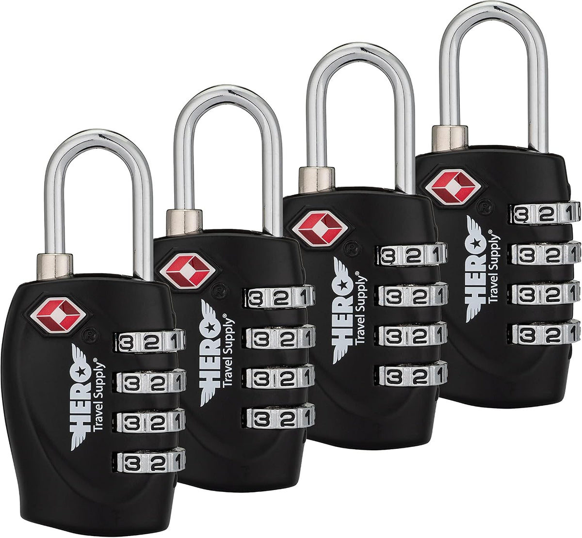 Hero Luggage Lock (Pack of 2) TSA Approved, 4 Digit Combination Padlock for Travel, Suitcases, Lockers, Backpacks