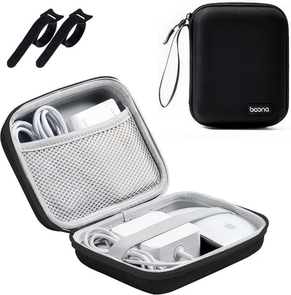 Small Travel Carrying Storage Case, 4.4"x4.4" Charger Organizer, Pouch compatible with MacBook Power Adapter, Laptop Accessories Cables, Cords, USB Drives, Earphones