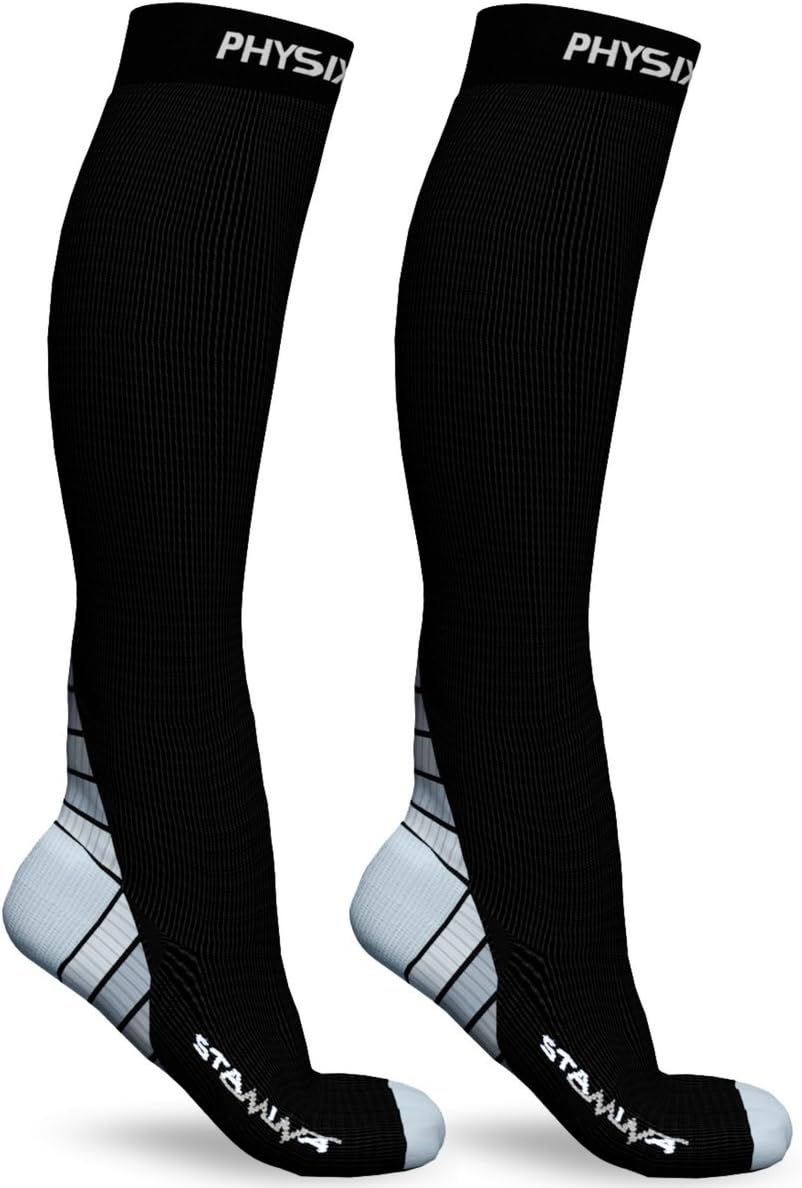 Physix Gear Compression Socks 20-30 mmHg - Men & Women - Running, Nurses, Shin Splints, Flight, Travel