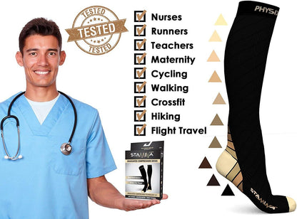 Physix Gear Compression Socks 20-30 mmHg - Men & Women - Running, Nurses, Shin Splints, Flight, Travel