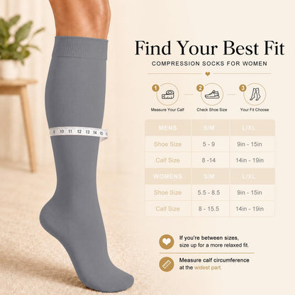 4 Pairs-Compression Socks for Women&Men Circulation-Best Support for Nurses,Running,Athletic