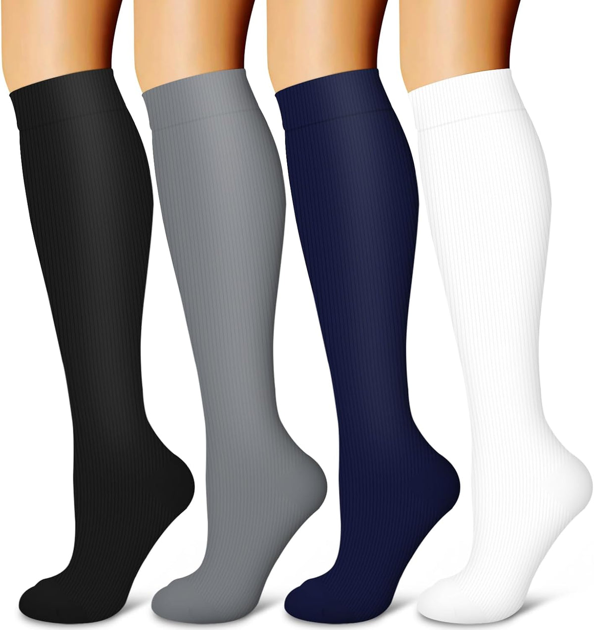 4 Pairs-Compression Socks for Women&Men Circulation-Best Support for Nurses,Running,Athletic